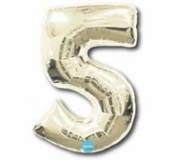 Favor Lane White Gold 100cm Number 5 Balloon