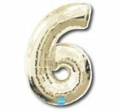 Favor Lane White Gold 100cm Number 6 Balloon Number Balloons