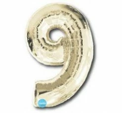 Favor Lane Number Balloons White Gold 100cm Number 9 Balloon