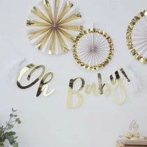Ginger Ray 'Oh Baby' Gold Script Bunting