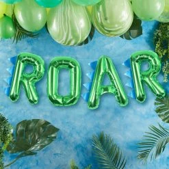 Ginger Ray Letter + Word Balloons Foil Green 'ROAR' Dinosaur Party Balloon - Roarsome