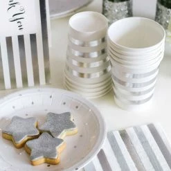 Illume Partyware Silver Spot + Stripe Beverage Napkins WEDDINGS