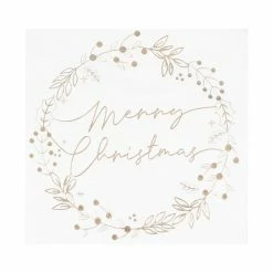 Ginger Ray Gold Foiled Merry Christmas Wreath Christmas Napkins Napkins - Prints + Shapes