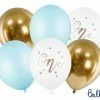 PartyDeco One Balloon Bouquet - Pastel Blue + Gold