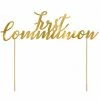 PartyDeco First Communion Gold Script Cake Topper