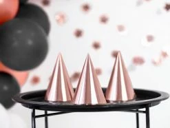 PartyDeco Rose Gold Party Hats 6 Pack