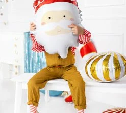 PartyDeco Santa Head Foil Shape Balloon Shape + Novelty Foil Balloons