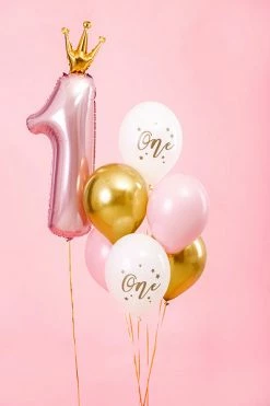 PartyDeco Balloon Bouquets One Balloon Bouquet - Pastel Pink + Gold