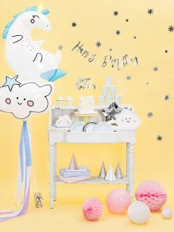 PartyDeco Pastel Unicorn Foil Balloon Shape + Novelty Foil Balloons