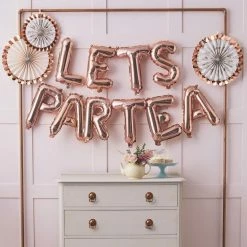 Ginger Ray Letter + Word Balloons Rose Gold 'LET'S PARTEA' Balloon Bunting
