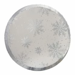 Ginger Ray Silver Foiled Snowflake Paper Plates TABLEWARE