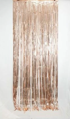Favor Lane Metallic Pink Rose Gold Fringe Curtain Backdrop WEDDINGS