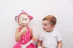 Shartruese Round Wooden 'Love' Cake Topper